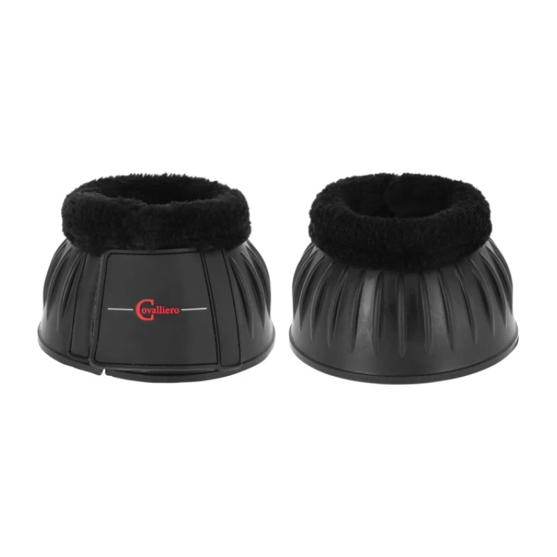 Сапоги-колокольчики для копыт резиновые с флисом Covalliero Teddy Fleece, размер Cob, черные