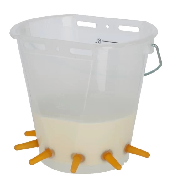 Ведро для ягнят с 6 сосками из натурального каучука цвет прозрачный