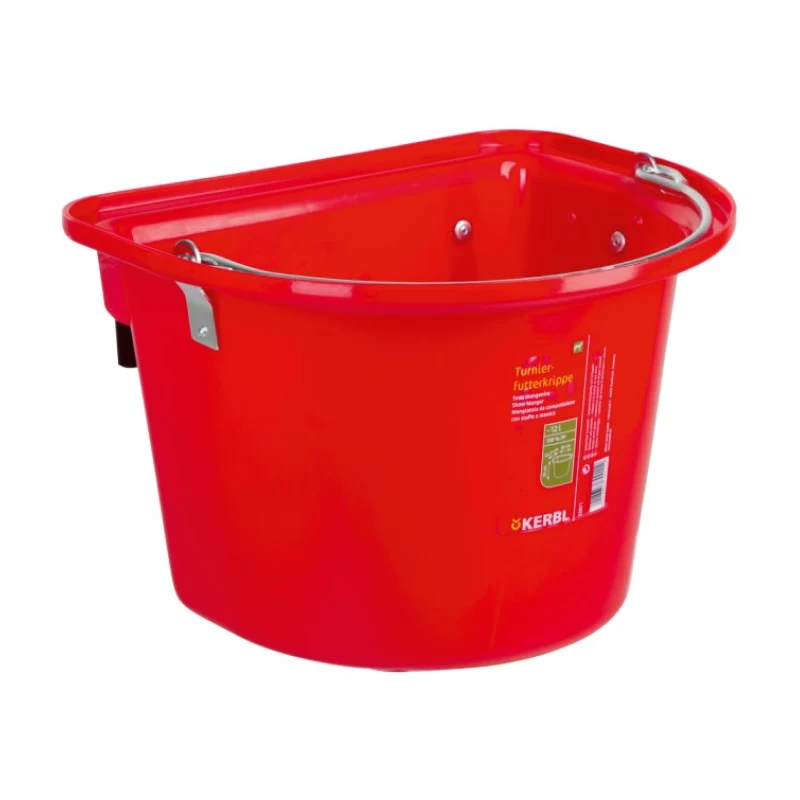 Кормушка 12л  с подвесным кронштейном и ручкой для переноски, красная