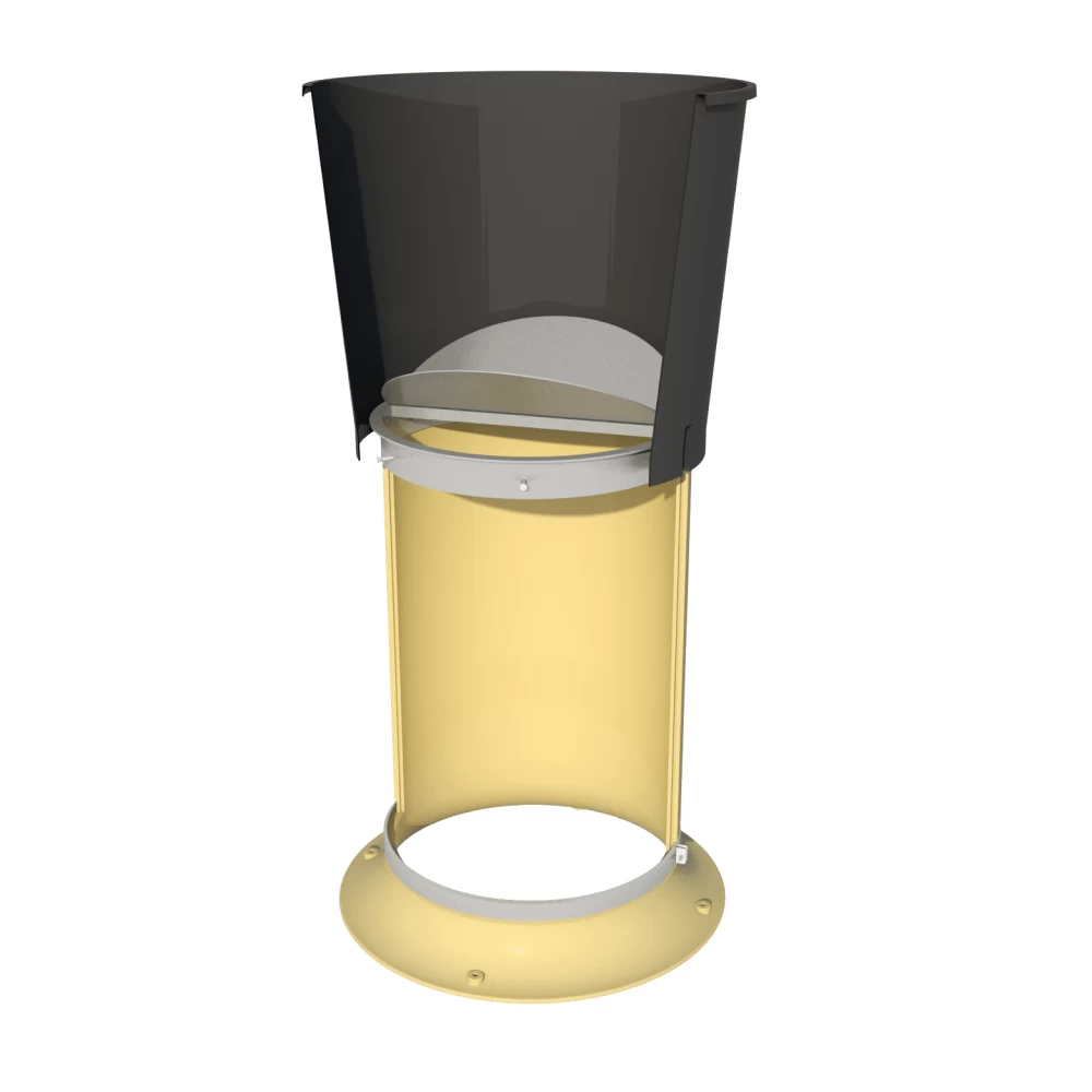 Вытяжной дымоход с коническим полиэтиленовым конусом сверху и воздуховодом внизу CBC