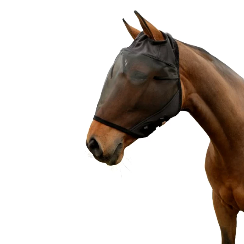 Маска от мух с вырезами для ушей, черная, размер Cob