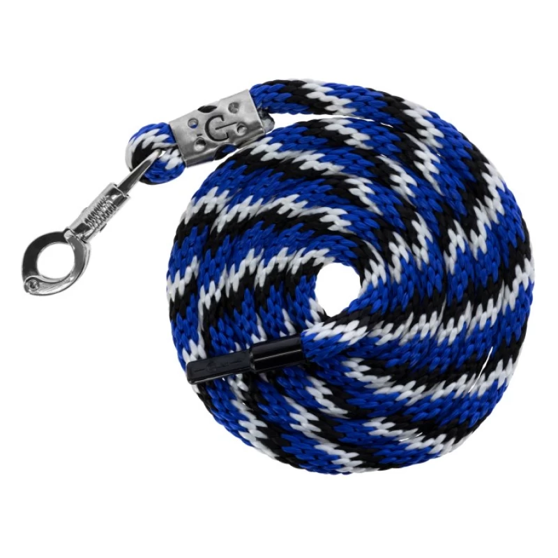 Чумбур Мустанг 200см, карабин-паника, черно-синий/белый