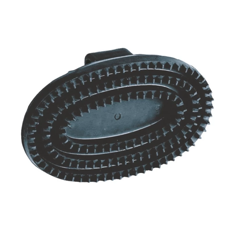 Резиновая расческа для стрижки карри овальной формы, черная с ручкой, 15x10,5см