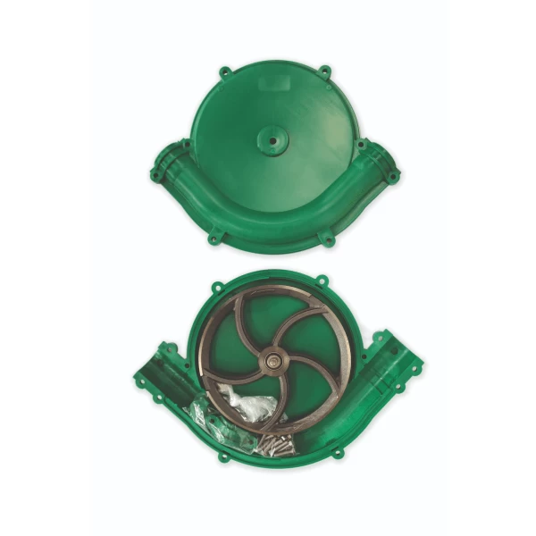 Угол поворотный 90° с литым рулевым колесом, зелёный