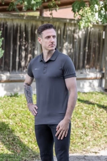 Футболка для верховой езды Polo мужская, размер большой (L), цвет графитовый