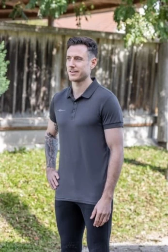 Футболка для верховой езды Polo мужская, размер большой (L), цвет графитовый